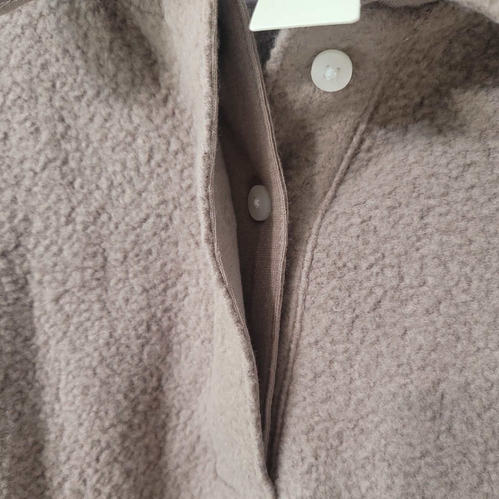 Victorias Secret PINK Fleece Varsity Cropped Sweatshirt Sz L Brown Sherpa Henley - Picture 7 of 9